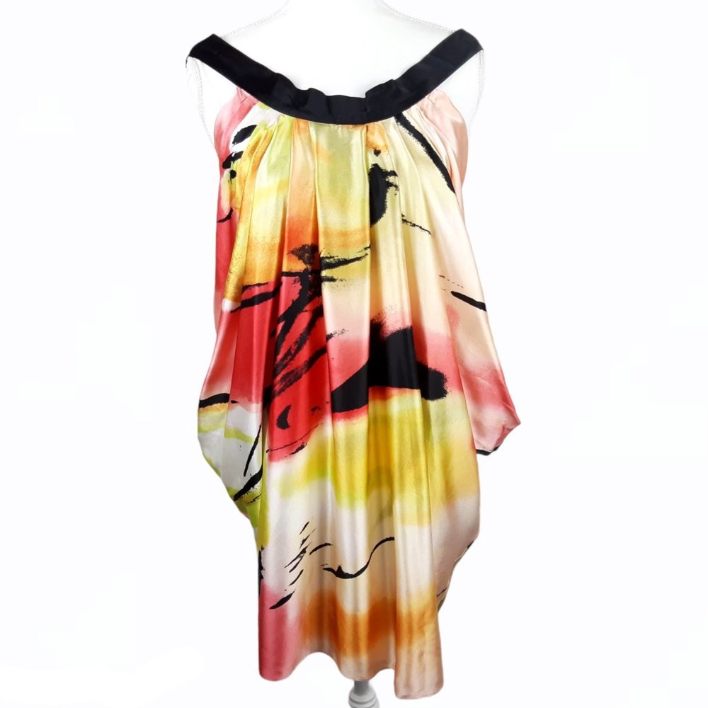BCBGMaxazria Silk Shift Dress Abstract Print XXS